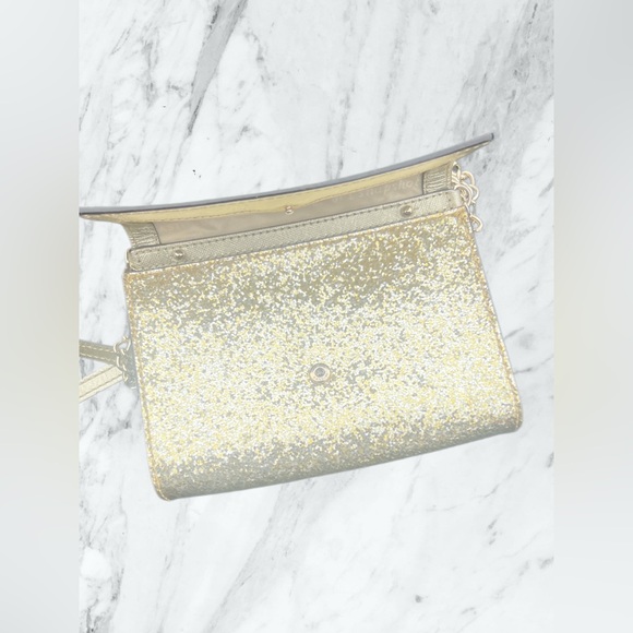 Kate Spade Gold Glitter Crossbody Bag Storybook Lining. - Picture 3 of 5